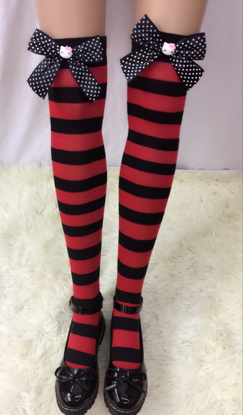F8192-2 Nylon Cute Sexy Striped Stockings For Halloween